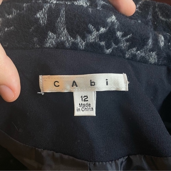 Cabi Wool Blend Jacquard Navy and Gray Jacket size 12 - Picture 10 of 16